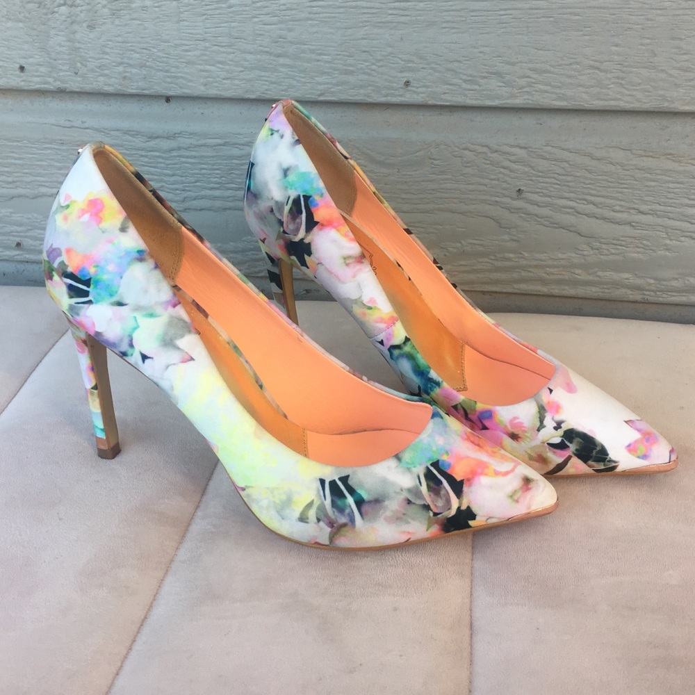 Ted Baker London Multicolor Floral Print Pointed Toe Heels
